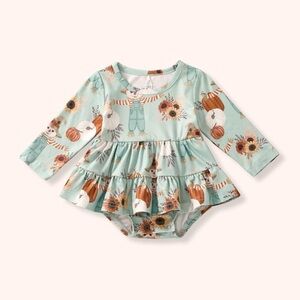 Floral Pumpkin Kids One Piece